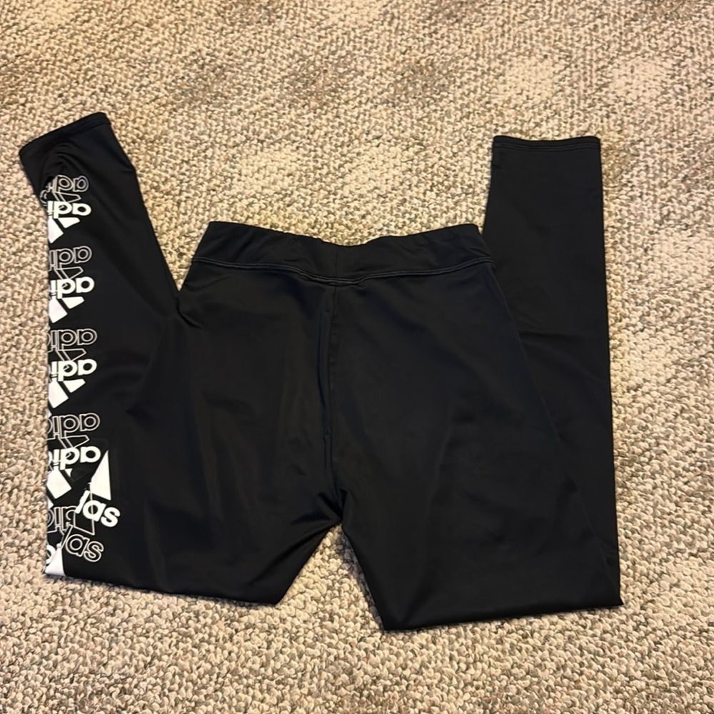 Adidas Kids Leggings with White Logo Accents - Picture 2 of 3